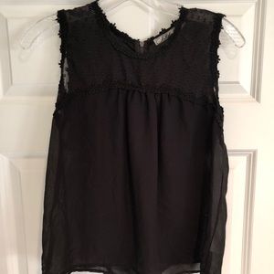 Black fringe sleeve tank top